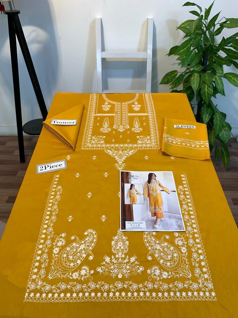 Embroidered 2Pc Dhanak Unstitched Winter Dress With EMB Patches -RC202