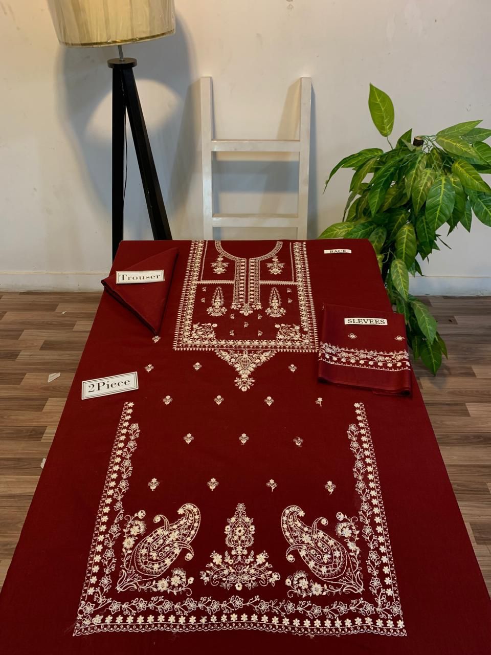 Embroidered 2Pc Dhanak Unstitched Winter Dress With EMB Patches -RC203