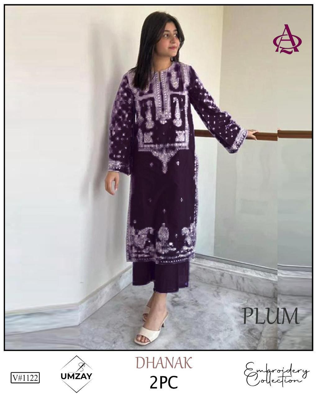 Embroidered 2Pc Dhanak Unstitched Winter Dress With EMB Patches -RC205