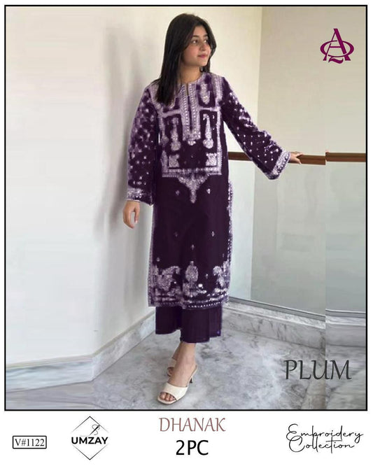 Embroidered 2Pc Dhanak Unstitched Winter Dress With EMB Patches -RC205