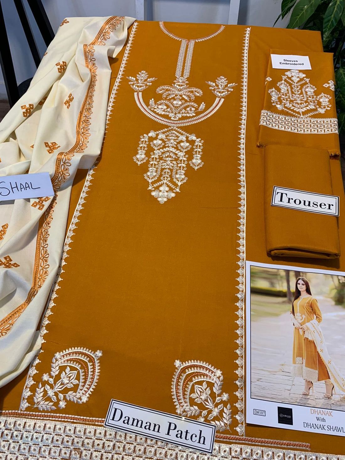 Fully EMB 3PC Dhanak Unstitched Winter Dress With EMB Shawl - RC101