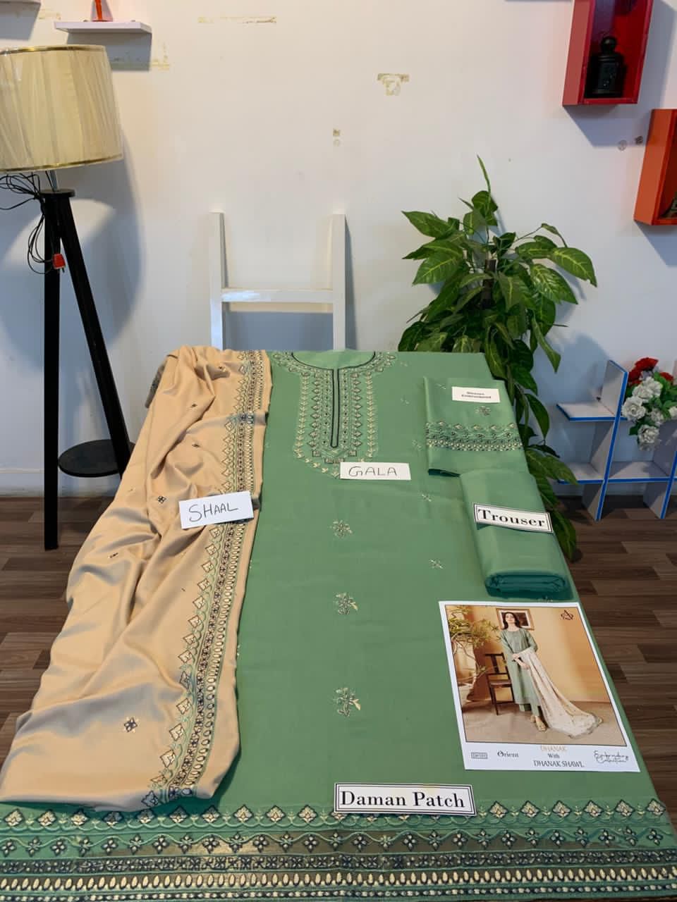 Fully EMB 3PC Dhanak Unstitched Winter Dress With EMB Shawl - RC113