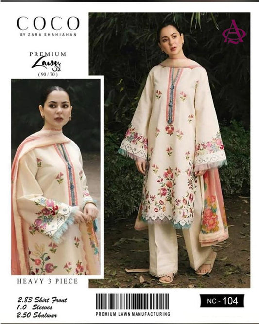 Fully EMB 3PC Dhanak Unstitched Winter Dress With EMB Shawl - RC111