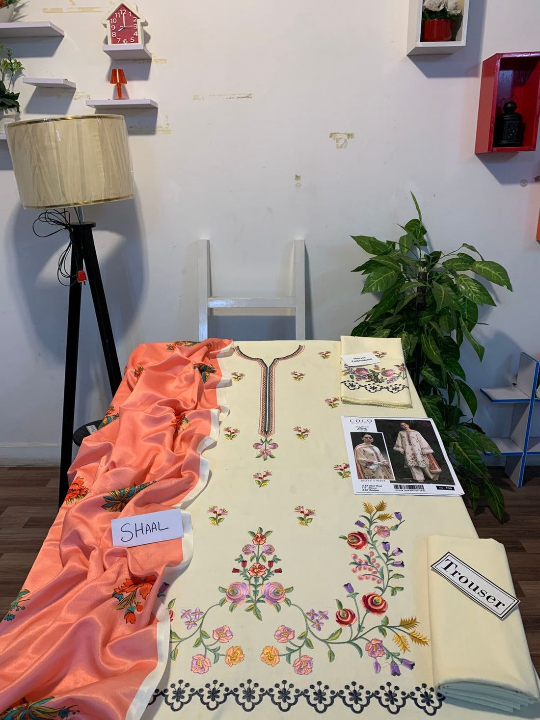 Fully EMB 3PC Dhanak Unstitched Winter Dress With EMB Shawl - RC111