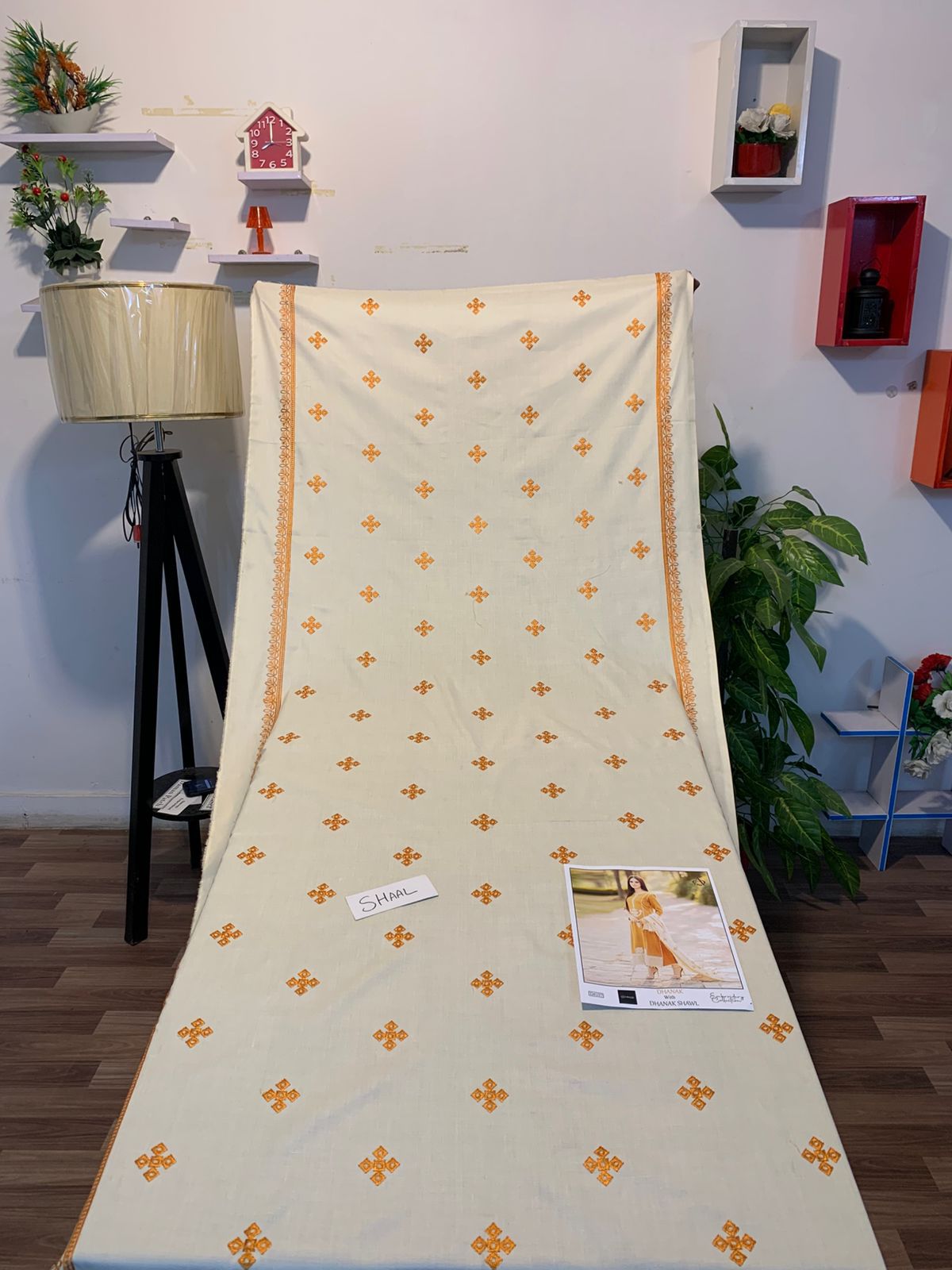 EMB 3PC Dhanak Unstitched Winter Dress With EMB Shawl-KD103