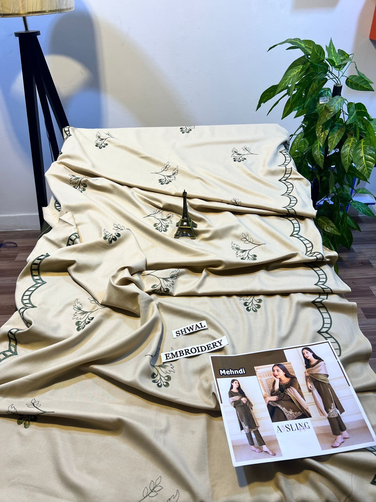 EMB 3PC Dhanak Unstitched Winter Dress With EMB Shawl-KD111