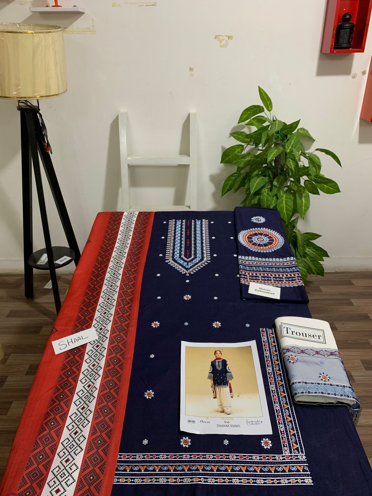 EMB 3PC Dhanak Unstitched Winter Dress With Printed Wool Shawl -KD112