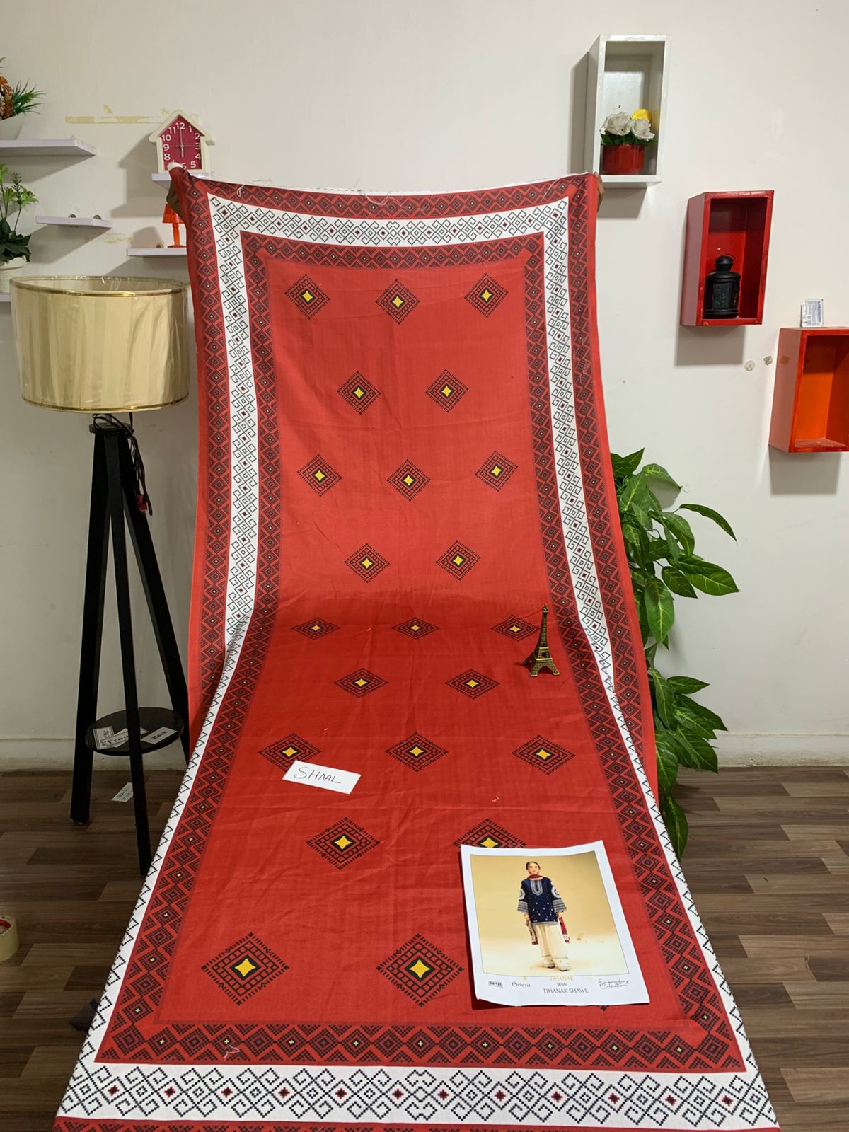 EMB 3PC Dhanak Unstitched Winter Dress With Printed Wool Shawl -KD112