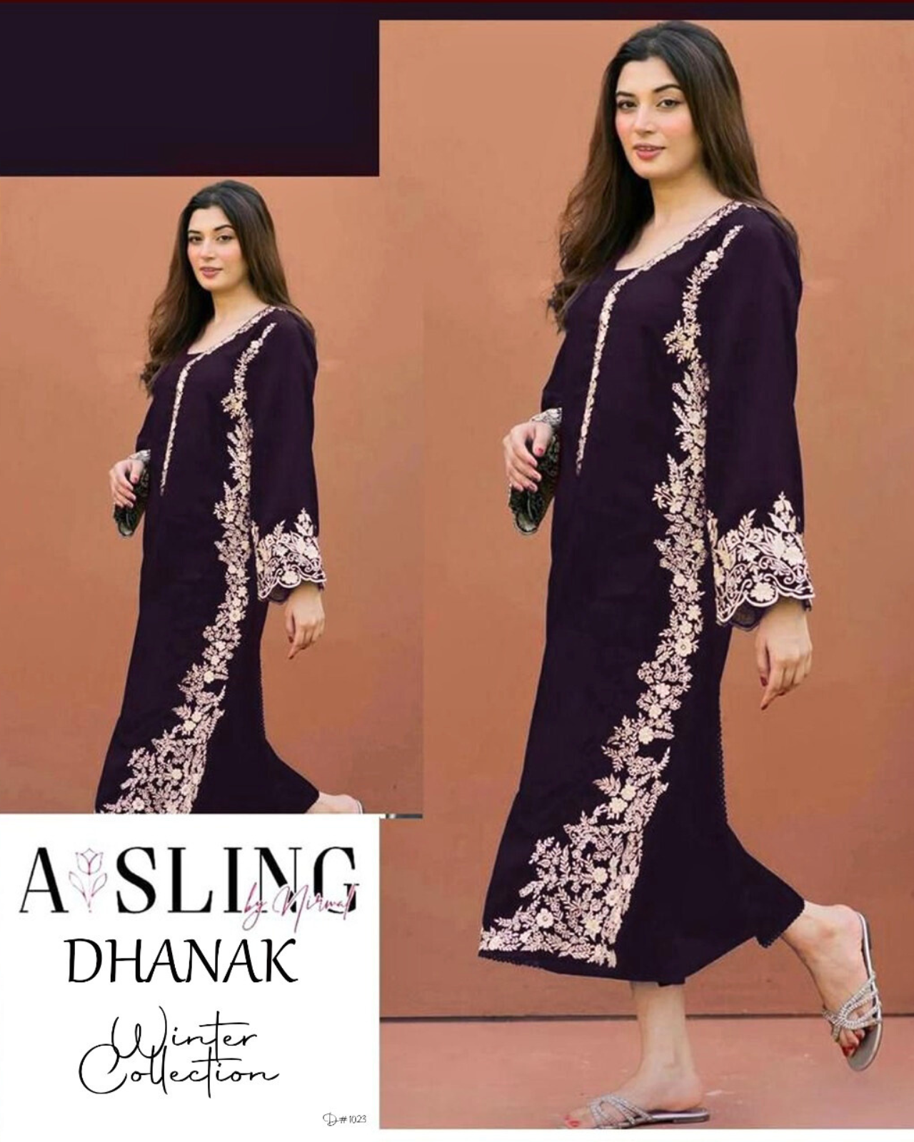 Embroidered 2Pc Dhanak Unstitched Winter Dress With EMB Patches - W70